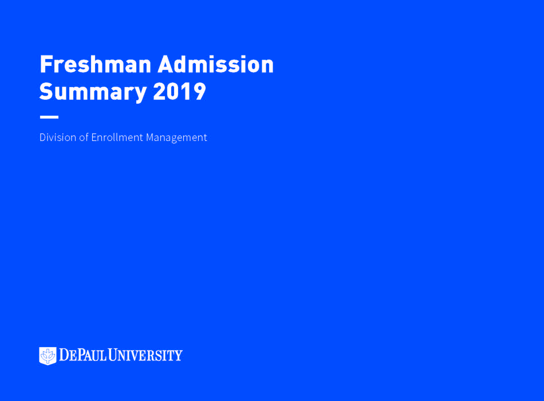 2019 Freshman Admission Summary Book