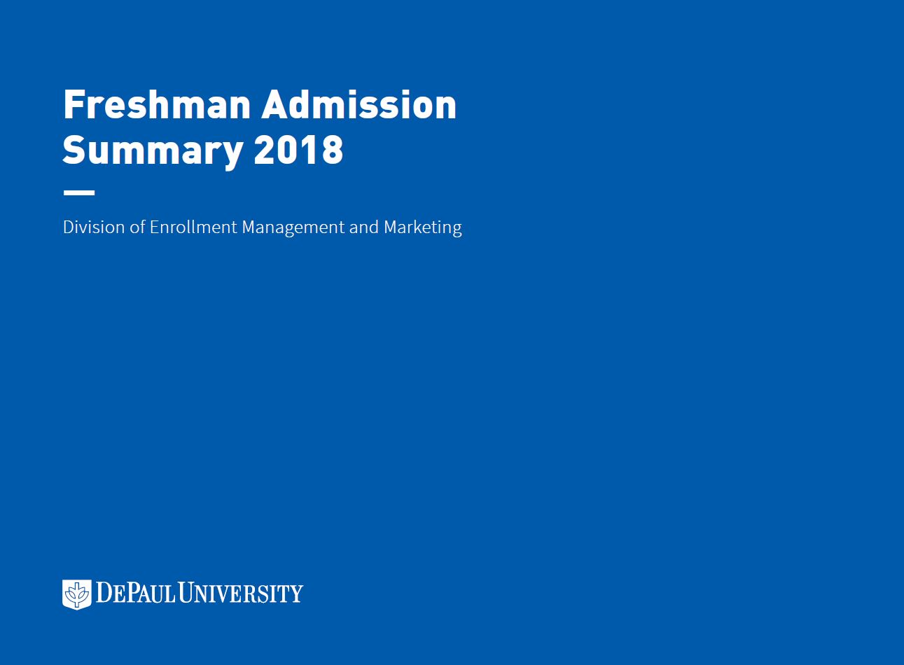 2018 Freshman Admission Summary Book