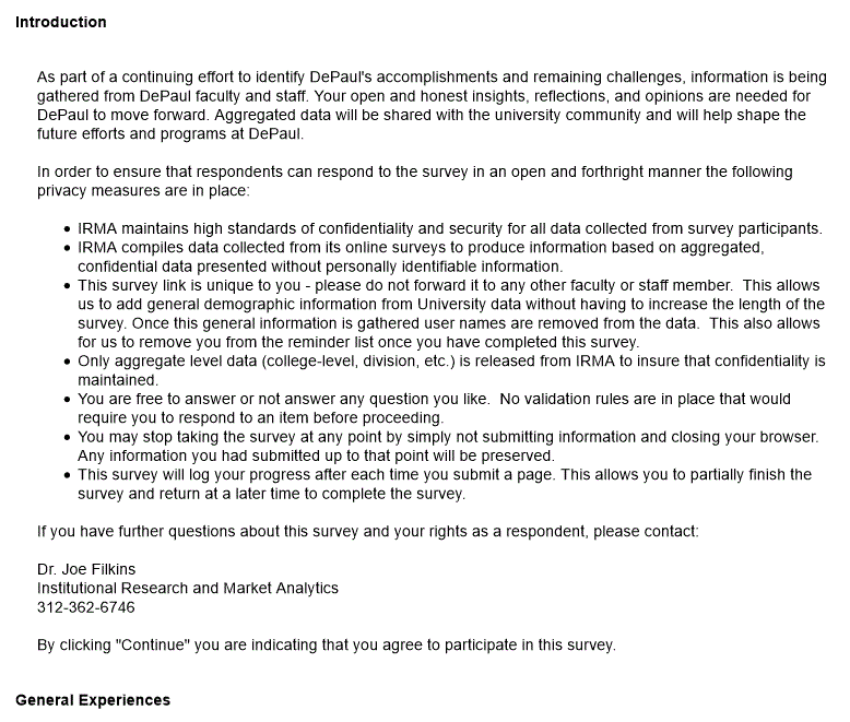Faculty/Staff Survey Report 2019