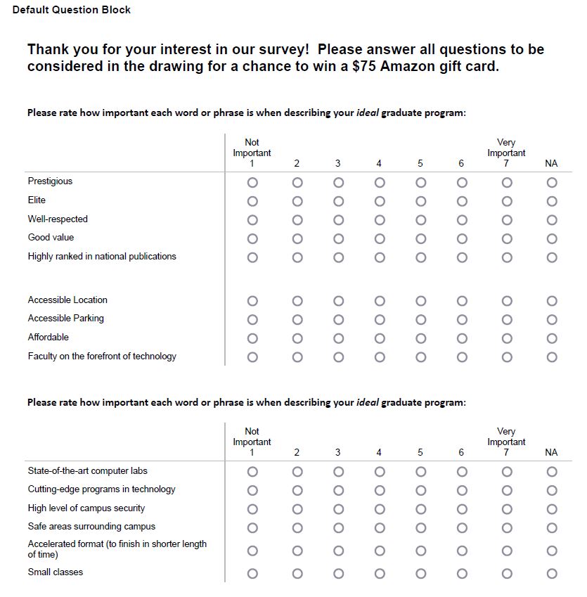 Graduate Admitted Student Questionnaire